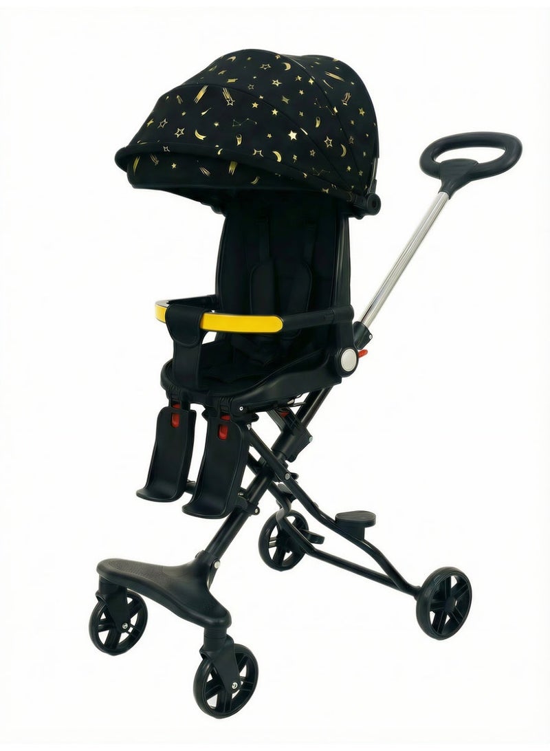 عربية أطفال متعددة الاستخدامات 3 في 1 (عربة، كرسي طعام، و مشاية) - خفيفة الوزن، قابلة للطي بيد واحدة، مقعد متعدد الإمالة، و مقبض قابل للعكس - Image 1